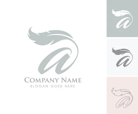 Feather Monogram Initial Letter A Stock Illustration