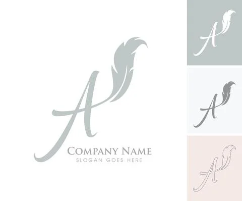 Feather Monogram Initial Letter A Stock Illustration