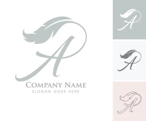 Feather Monogram Initial Letter A Stock Illustration