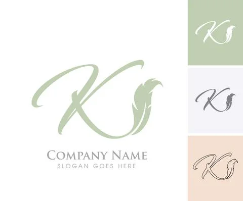 Feather Monogram Initial Letter K Stock Illustration