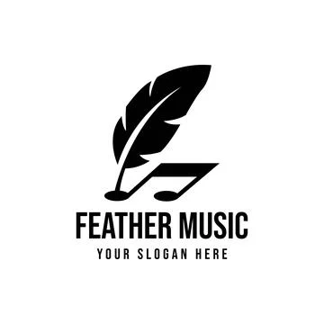 Feather music key notes logo design inspiration Stock Illustration