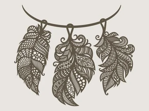 Feather necklace.  Stock Illustration