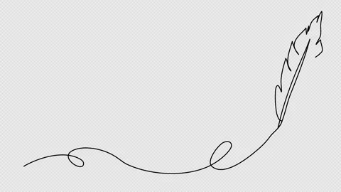 Feather one line drawing animation. Video clip with alpha channel. Stock Footage 304387443
