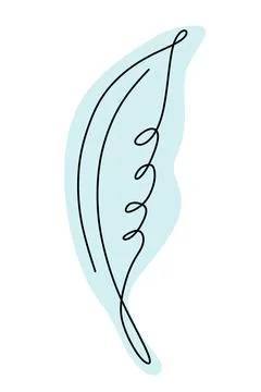 Feather one line drawing. Hand-drawn minimalist illustration, vector Stock Illustration