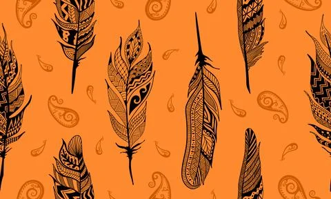 Feather pattern orange Illustrazione stock