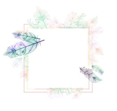 Feather pattern square color Stock Illustration