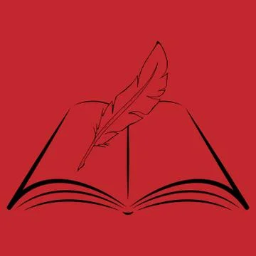 Feather pen and notebook. Vector illustration notebook with feather for calli Stock Illustration