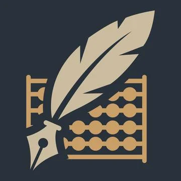 Feather Pen Data Logo Writing Analytics Content Stock Illustration