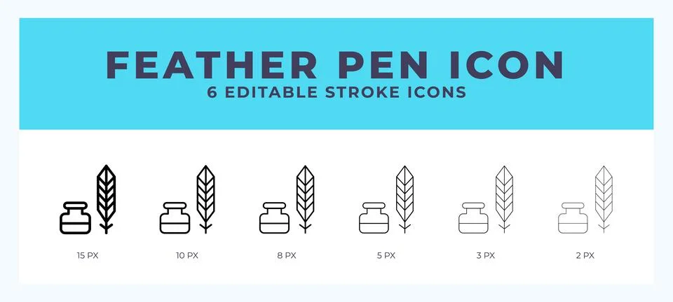 Feather pen editable line icon. Vector illustration with different stroke. Stock Illustration