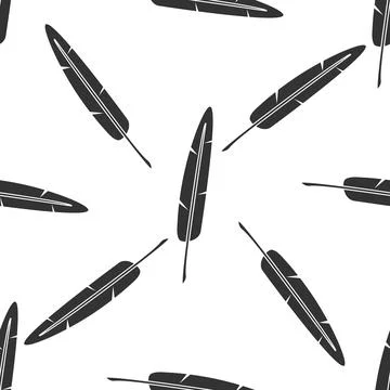 Feather pen icon seamless pattern on white background. Vector Illustration Illustrazione stock