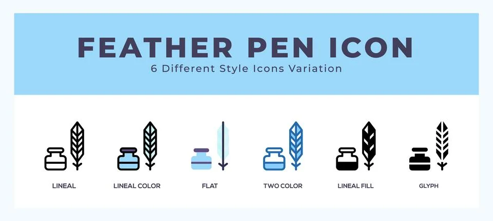 Feather pen icons set of simple vector illustration. Stock Illustration