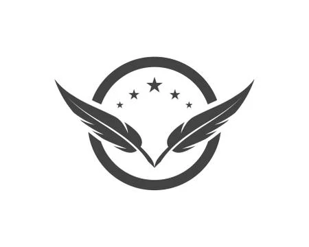 Feather pen Logo template Stock Illustration