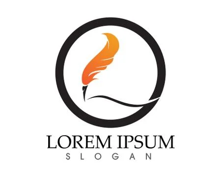 Feather pen write sign logo template app icons Stock Illustration
