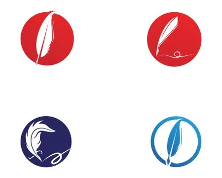 Feather pen write sign logo template app icons Stock Illustration