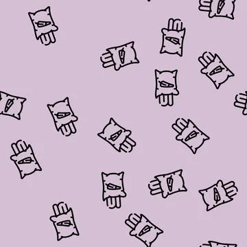 Feather pillow allergen line vector seamless pattern Stock Illustration