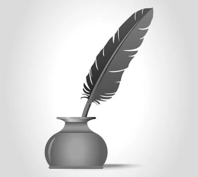 Feather quill in the ink well Stock Illustration