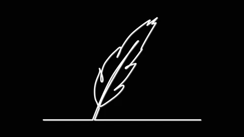 Feather, quill outline self drawing animation. Line art, luma matte Stock Footage 236613313