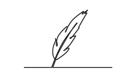 Feather, quill outline self drawing animation. Line art, luma matte Stock Footage 236613330
