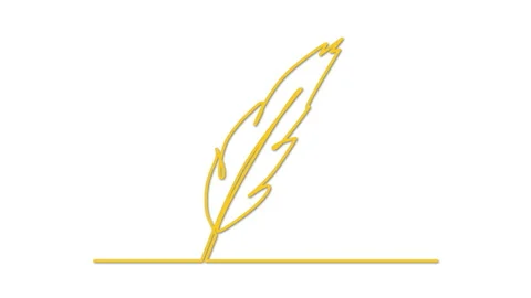 Feather, quill outline self drawing animation. Line art, luma matte Stock Footage 236613341