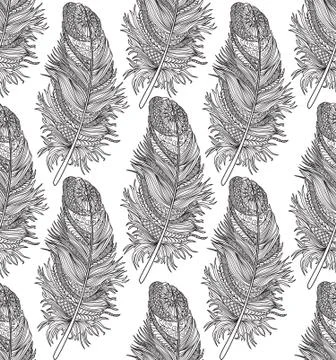 Feather seamless pattern. American native ornament Stock Illustration