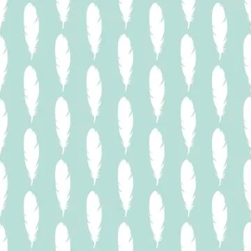 Feather seamless pattern in blue colors 스톡 일러스트