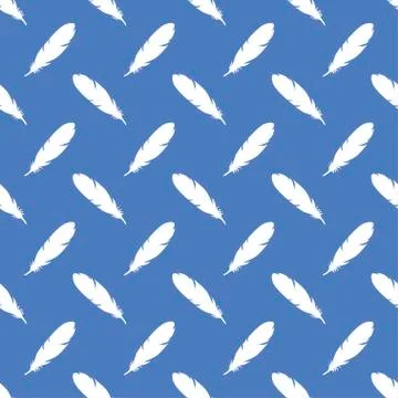 Feather seamless pattern in blue colors 스톡 일러스트
