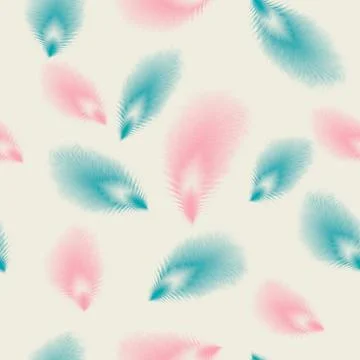 Feather seamless pattern. Boho style vector background. Pastel color palette. Illustrazione stock