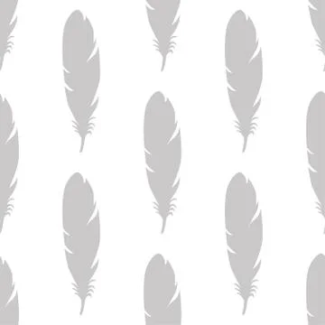 Feather seamless pattern in gray colors Stock Illustration