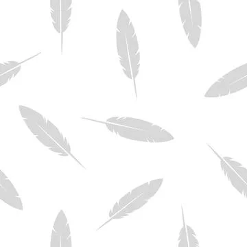 Feather- seamless pattern, grey on white background, design element Illustrazione stock