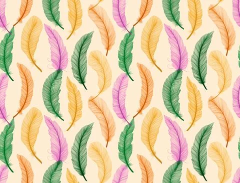 Feather seamless pattern hand drawn sketch realism style. Tribal native american Stock Illustration