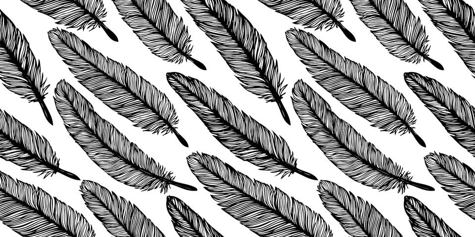 Feather seamless pattern. Illustrazione stock