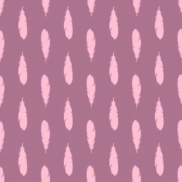 Feather seamless pattern in lilac colors Stock Illustration