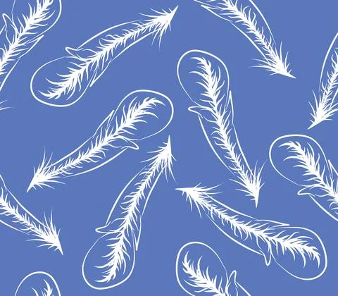 Feather seamless pattern vector illustration nursery blue background doodle s Illustrazione stock