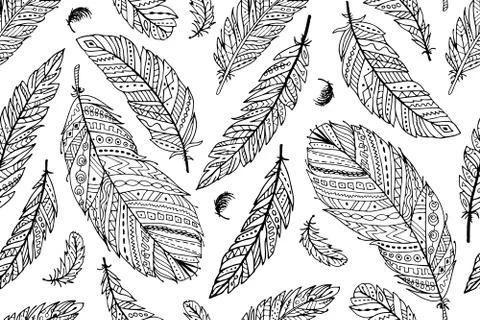 Feather seamless pattern for your design Stock Illustration