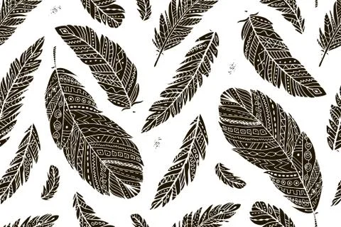 Feather seamless pattern for your design Stock Illustration