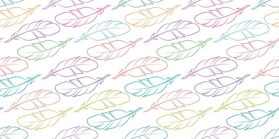 Feather seamless repeat pattern vector background Stock Illustration