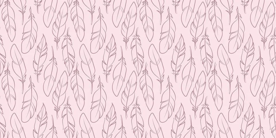 Feather seamless repeat pattern vector background Stock Illustration