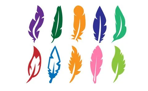 Feather Set icon, logo isolated on white background Illustrazione stock