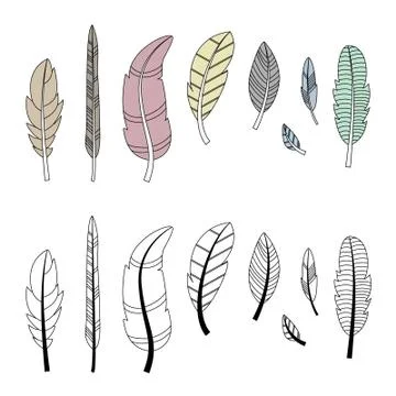 Feather set Stock Illustration