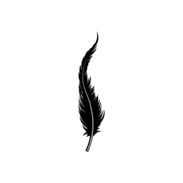 Feather silhouette isolated on white background. Bird icon Stock Illustration