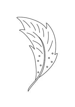 Feather sketch simple hand drawn line art illustration, tribal ethnic mystic Stock Illustration