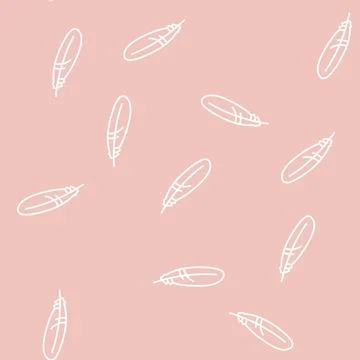 Feather soft fluffy line seamless pattern Illustrazione stock