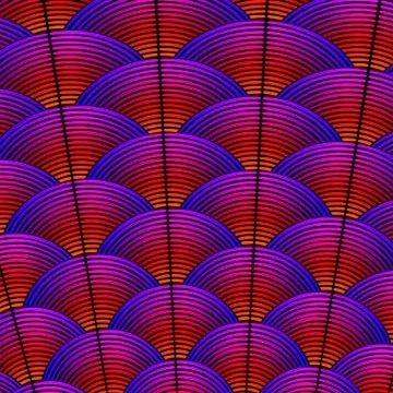 Feather styled background with curved lines styled as exotic bird plumage p.. 스톡 일러스트