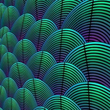 Feather styled background with curved lines styled as exotic bird plumage p.. 스톡 일러스트