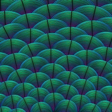 Feather styled background with curved lines styled as exotic bird plumage p.. Illustrazione stock