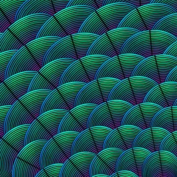 Feather styled background with curved lines styled as exotic bird plumage pat Stock Illustration