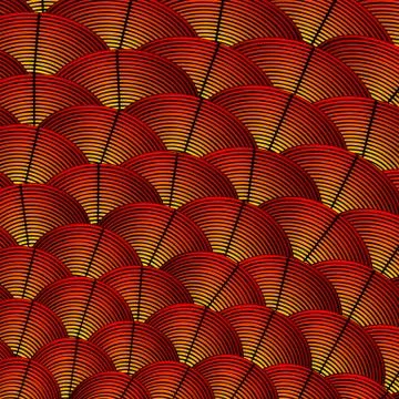 Feather styled background with curved lines styled as exotic bird plumage pat 스톡 일러스트