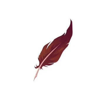 Feather vector flat icon, cartoon single brown bird plume, Wicca or fairyta.. Stock Illustration
