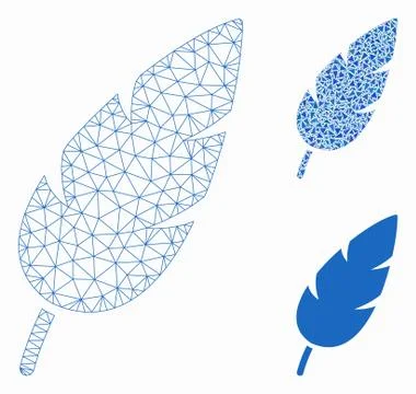 Feather Vector Mesh 2D Model and Triangle Mosaic Icon Illustrazione stock