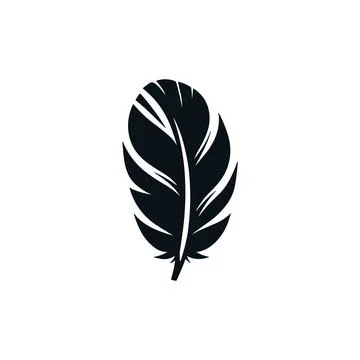 Feather weight light black vector icon. Smooth black feather pictogram logo bird Stock Illustration